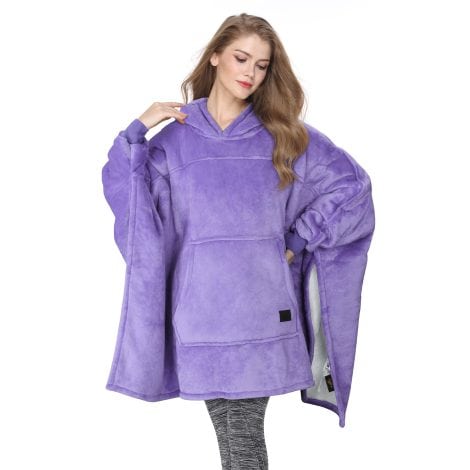 Poncho Sherpa Catalonia : couverture à capuche surdimensionnée, douce et chaude, idéale pour les adultes, femmes et hommes. Cadeau chaleureux.