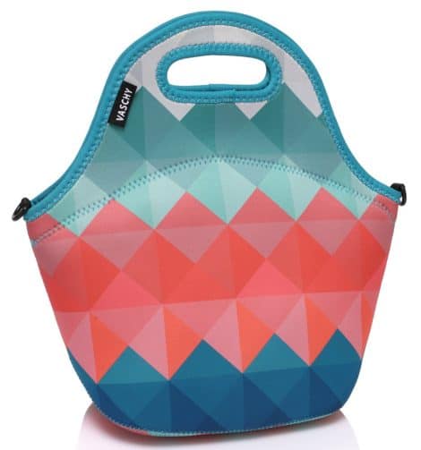 Sac à lunch isotherme Vaschy pour femme en néoprène, imperméable, parfait pour travail, voyage, école, bureau. Bandoulière détachable, modèle triangle.