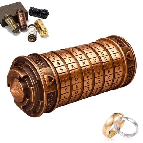 Mini Cryptex Da Vinci Code, cadeau original pour la Saint-Valentin, homme, femme, maman, avec deux anneaux. Jeu amusant et rigolo, cadeau secret pour Noël, couple, copine, maman, papa.