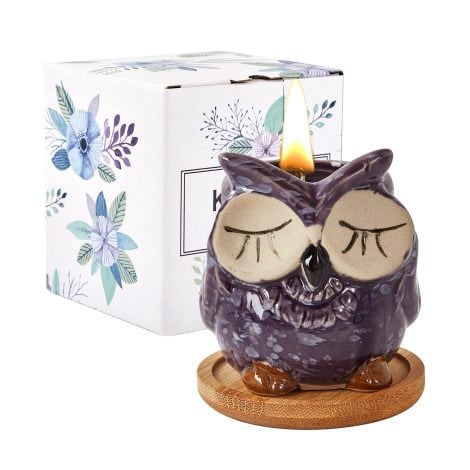 Parfumées Bougies Kinforse – Cadeaux pour Femme, Maman et Hibou – Bougie Lavande – Idéal pour offrir.