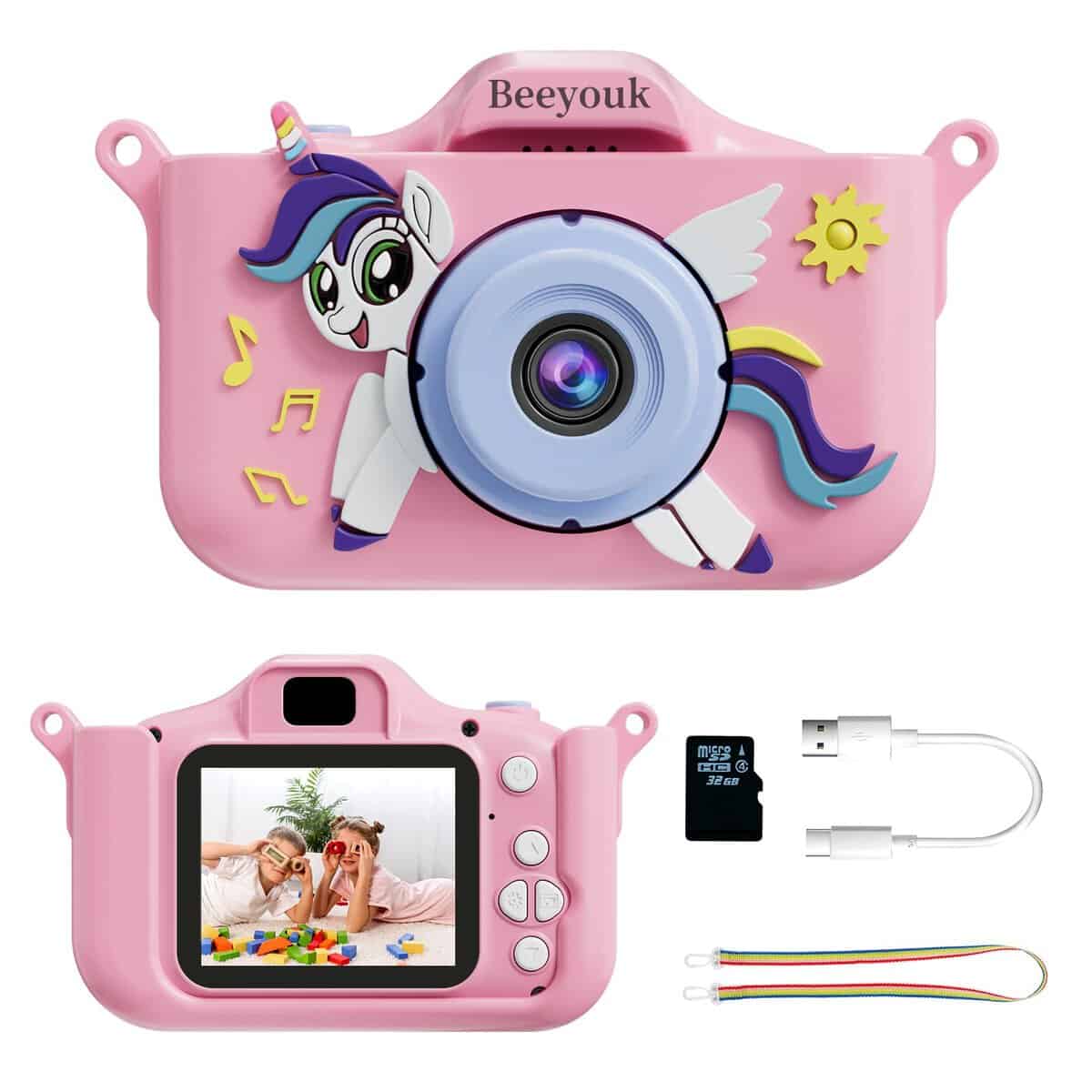 Appareil Photo Enfant,Beeyouk Appareil Photos Numérique pour Garçons et Filles de 3-8 Ans,Jouet Caméra pour Enfants de 3 4 5 6 7 Ans,Cadeaux d'appareil Photo Licorne d'anniversaire(Carte 32G)