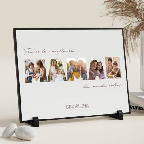 Cadeau personnalisé pour mère : cadre photo en bois avec texte, idée originale pour anniversaire ou Noël. Cadeaux photo pour maman.