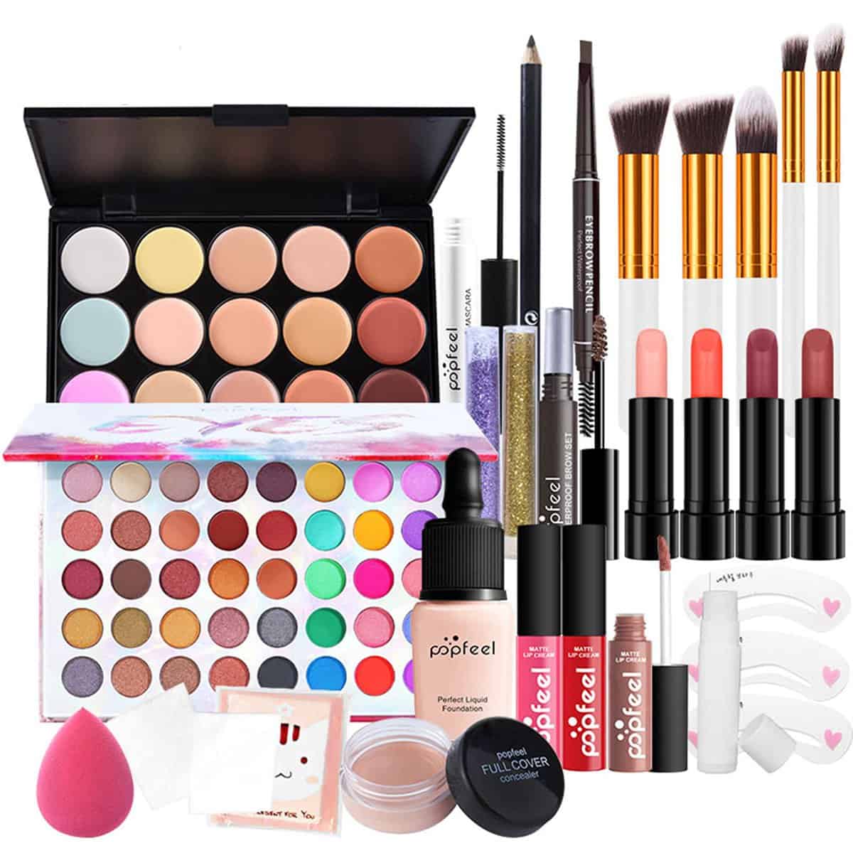 26Pcs Kit de maquillage Complet, Polyvalent Ensemble-cadeau de Cosmétique avec Fard à Paupières Palette Correcteur Fard à Joues Rouge à Lèvre pour Femme, Tout-en-un Mallette de Maquillage Beauté Set#3