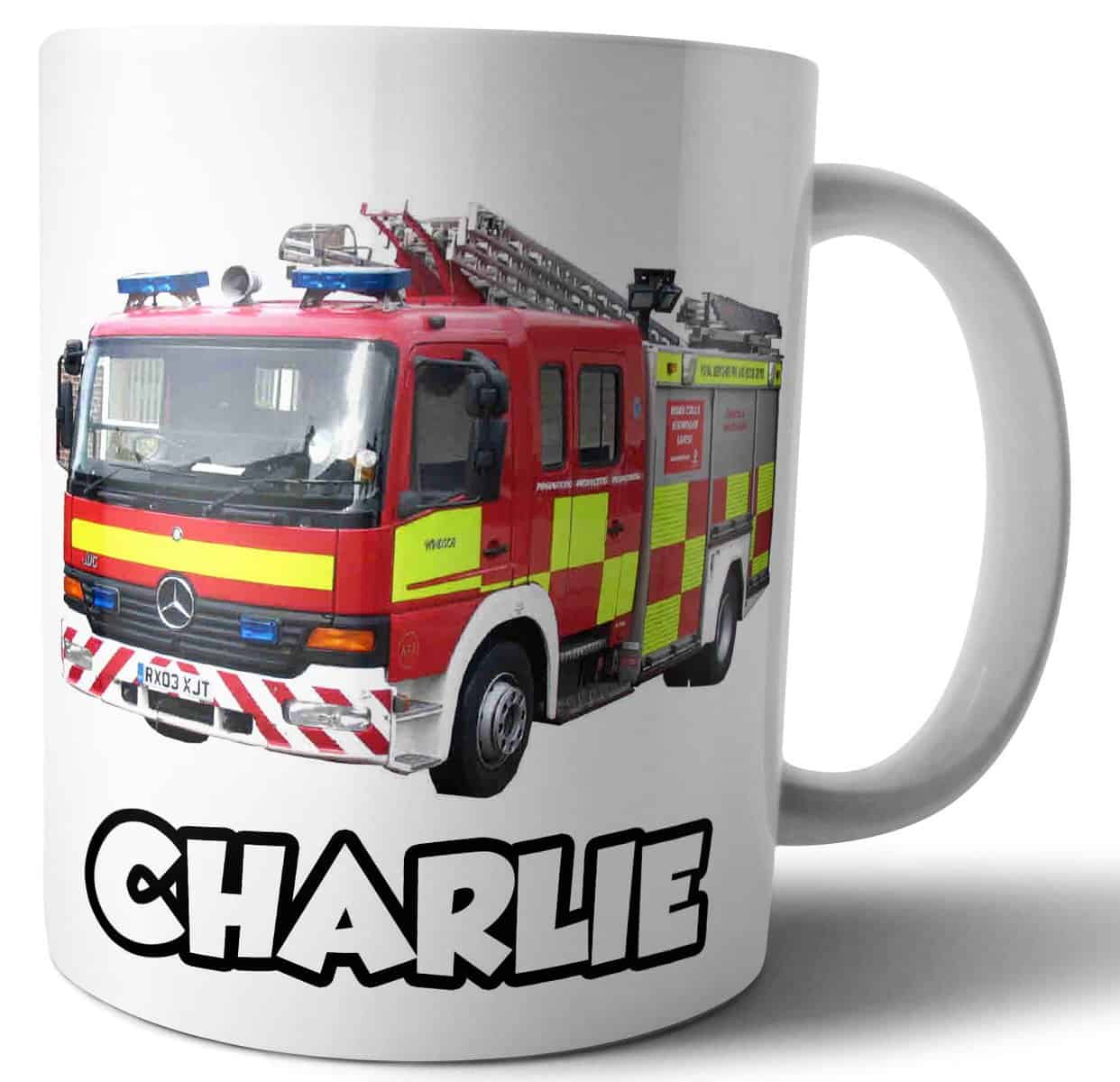 Mug personnalisé – Camion de pompiers – Cadeau – Anniversaire – Noël – Cadeau – Secret Santa