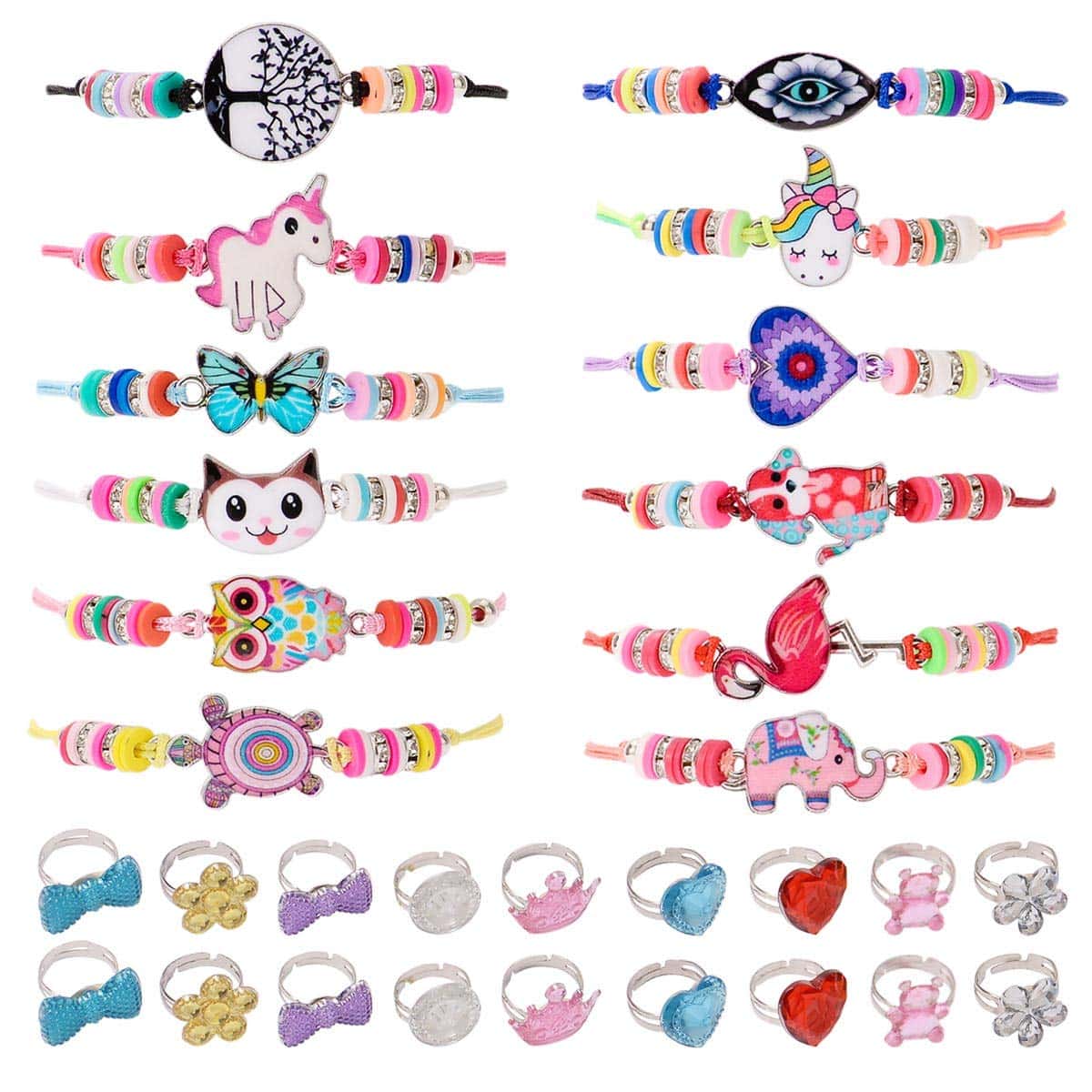 ZITFRI 30 PCS Bracelet Amitié Fille Bague Bijoux - Petits Cadeaux Anniversaire Jouet Fille Bijoux Bracelet