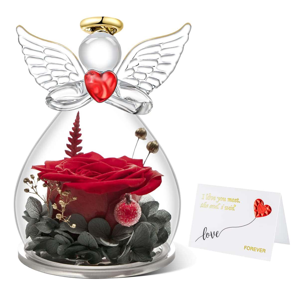 Miofula Rose Eternelle Cadeau de Fête des Mères, Fleurs Éternelle Figurine d'ange Cadeau pour Maman, Idee Cadeau Fete des Meres original, Cadeaux Anniversaire Noël Saint Valentin pour Maman Grand-Mère