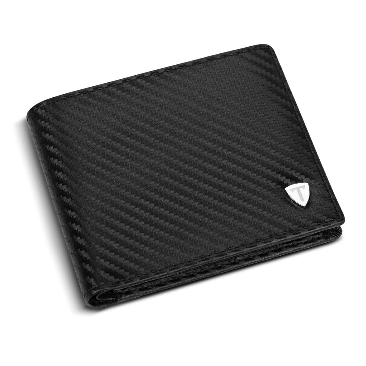 TEEHON Portefeuille Homme en Cuir Véritable avec Blocage RFID/NFC 8 Porte Carte Crédit, 2 Compartiment à Billets, Classique Porte Feuille Poche à Monnaie avec Boîte Cadeau- Noir