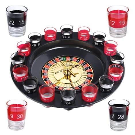 Schramm® Roulette à Boire, avec emballage cadeau inclus, jeu de fête alcoolisé pour adultes.