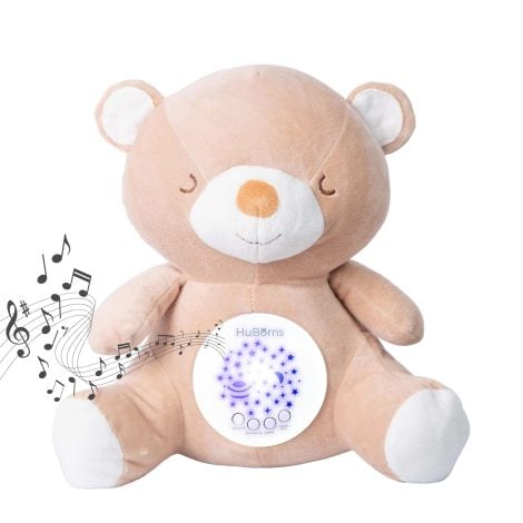 Huborns : peluche apaisante avec musique et lumière pour bébé, cadeau de naissance original pour garçons et filles.