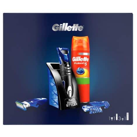 Coffret cadeau Gillette Styler polyvalent pour homme + Gel à raser Gillette Fusion5 Ultra Sensitive 200 ml.