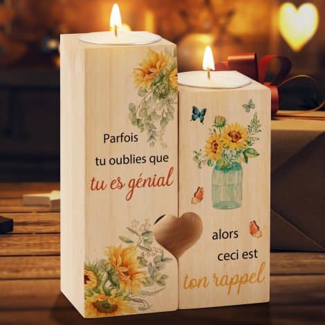 Tulolvae Cadeau Femme, Candélabre en Bois Idéal pour Anniversaire, Noël et Saint Valentin, Meilleure Amie, Maman, Sœurs.