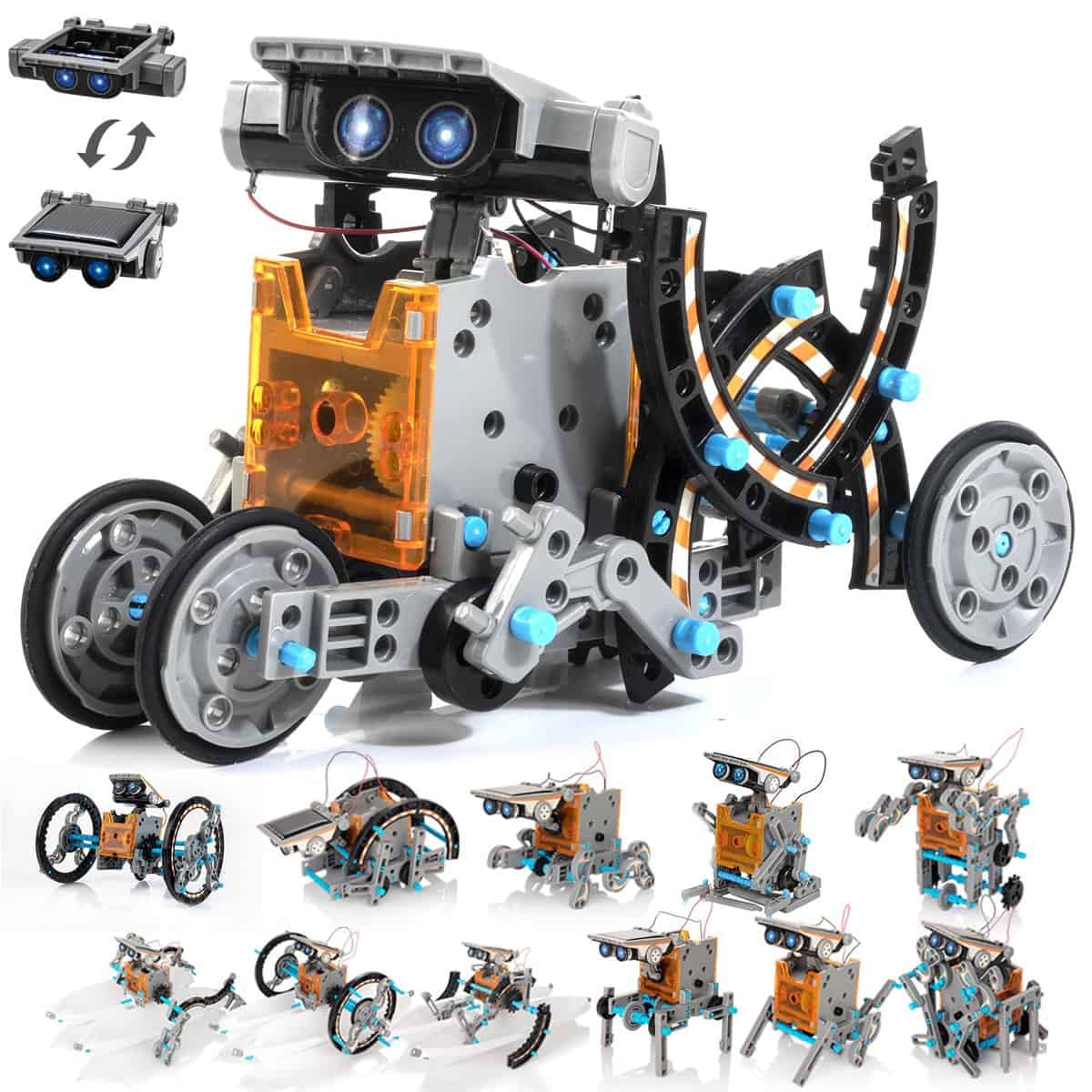 Bravmate Robot Solaire pour Enfant,14 en 1 Robot Solaire Kit Robot à Construire de 190 Pièces Energie Solaire et Batterie Double DIY Cadeau pour Les Garçons de 10＋ Ans