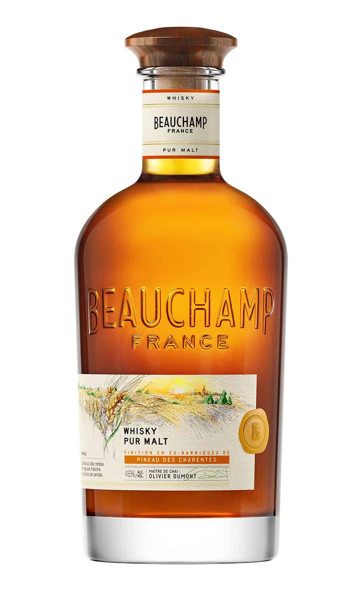 BEAUCHAMP - Whisky Pur Malt - Whisky Français - Origine : France - 46% Alcool - Bouteille 70 cl