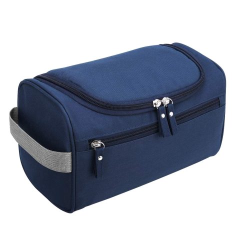 Dokpav Trousse de Toilette Complète Bleue pour Voyage et Gym, Étanche avec Crochet et Poignée, Homme Femme.