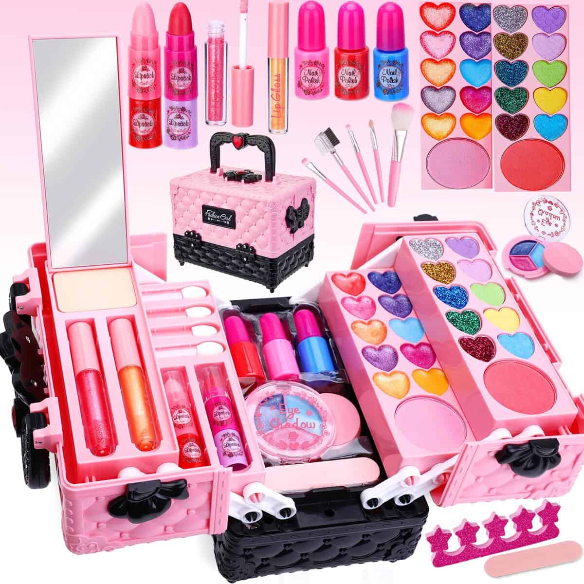 Lubibi Ensemble de Maquillage Lavable pour Enfants avec Coffret, Testé de sécurité Kit de cosmétiques réels pour Enfants,Anniversaire Cadeau de Noël Jouet pour Filles 3 4 5 6 7 8 …