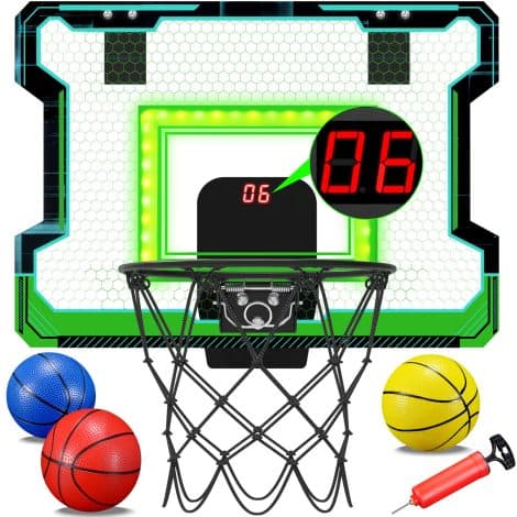 Mini panier de basket intérieur avec accessoires complets, jeu de basket-ball sur porte, cadeau pour les enfants.