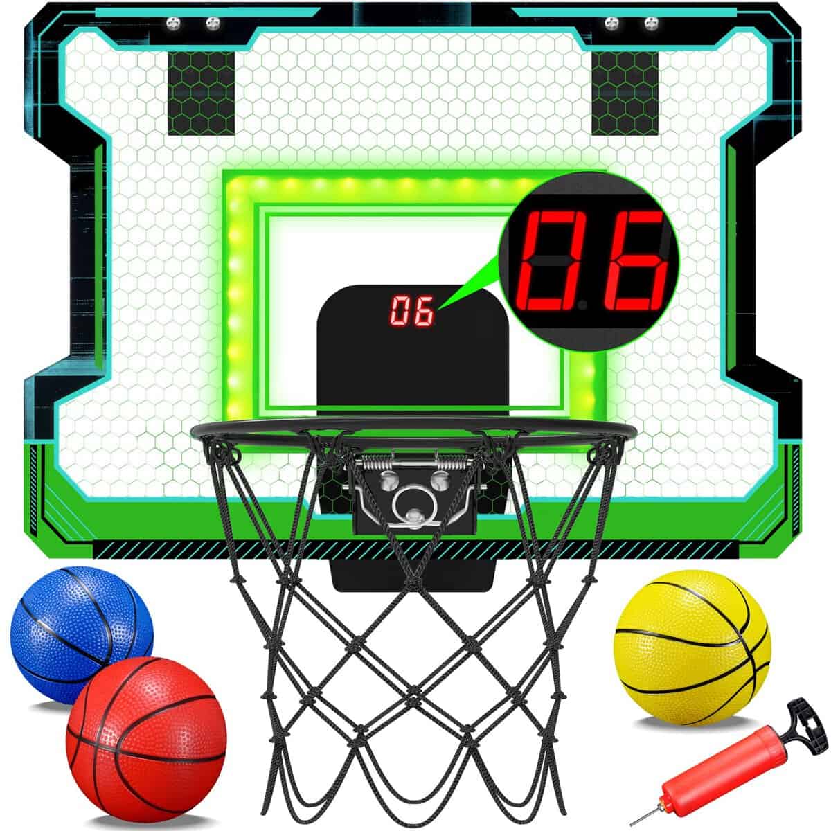 OKKIDY Mini Panier de Basket d'intérieur avec Accessoires complets pour la Chambre et Le Mur, monté sur la Porte, Petit Jeu de Basket-Ball, Jouet de Sport, Cadeau pour Filles et garçons