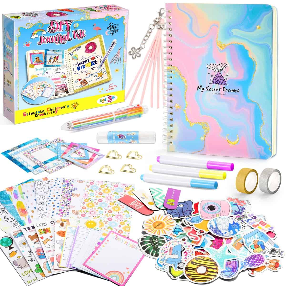 HappyKidsClub Jouet Cadeau Fille 4 5 6 7 8 9 10 11 Ans, Scrapbooking Carnet Secret Papeterie Bricolage Activites Manuelles pour Enfants