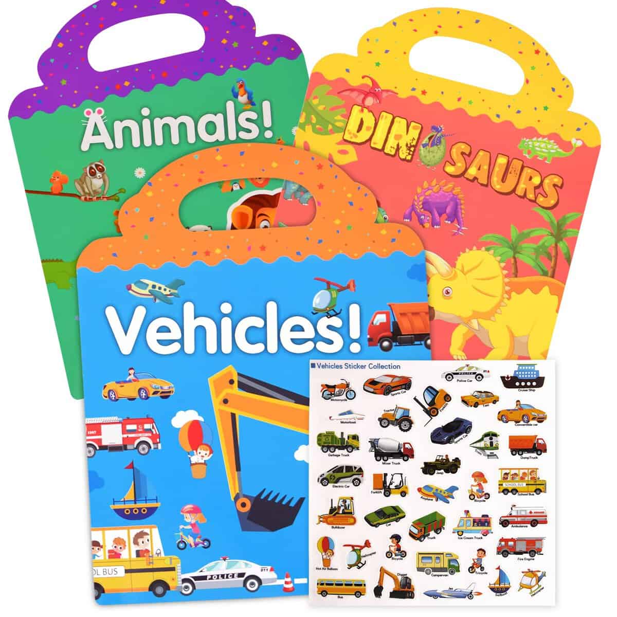 Livres d'autocollants réutilisables pour enfants de 2, 3, 4, 5 ans, cadeaux pour filles et garçons, 3 ensembles de jouets éducatifs, jouets de voyage en plein air pour tout-petits Montessori