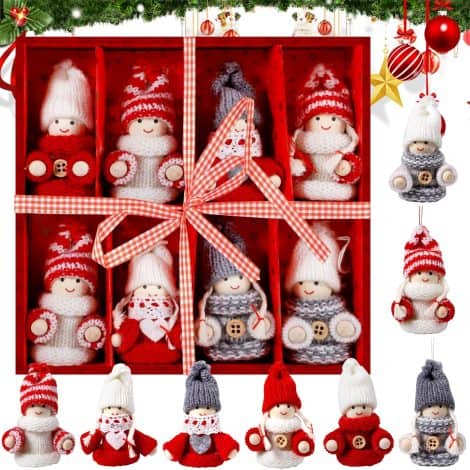 ZZQVIP – Décoration Sapin de Noël : 8 Anges Mini Peluche pour Maison et Échange de Cadeaux.