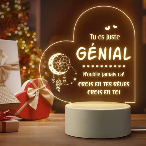 Veilleuse gravée avec Panda, le cadeau idéal pour Noël ou anniversaire femme. Tu es géniale!