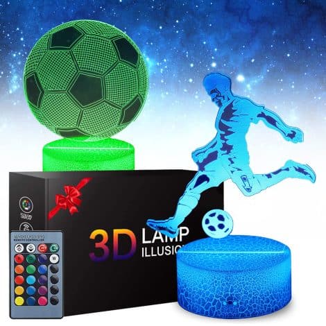 Veilleuse 3D de Football Zeaky : Jouet lumineux LED avec télécommande, idéal pour Noël ou anniversaire des enfants.