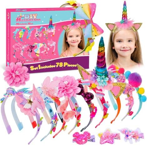 Kit pour fabriquer des bandeaux pour les filles âgées de 4 à 10 ans. Cadeau parfait pour Noël et les anniversaires.