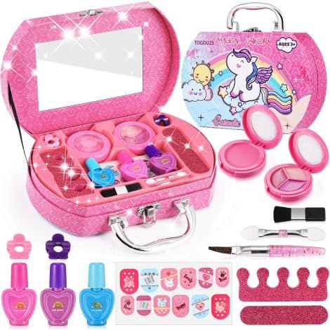 Coffret Maquillage Enfant Licorne Lavable pour Jouet Fille 4-10+ ans, Cadeau Noël Anniversaire.