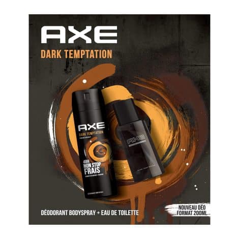 Coffret AXE avec 2 produits Homme, Eau de Toilette & Déodorant Dark Temptation. Cadeau Original pour Homme.