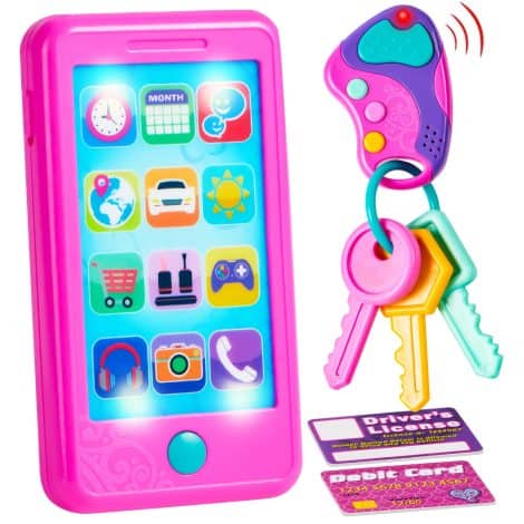 Ensemble de jouets pour enfants JOYIN avec téléphone portable, clés et carte de crédit. Parfait cadeau d’anniversaire pour les tout-petits de 1 à 5 ans.