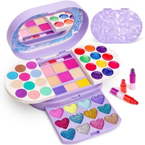 KIDCHEER Coffret Maquillage Enfant 46 Pièces, Nouvelle Version, Couleurs Vives, Cadeau Beauté pour Filles 3-12 ans.