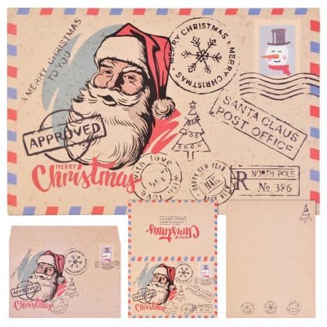 Ensemble de 16 cartes de vœux de Noël vintage et leurs enveloppes en papier kraft marron, 15 x 10 cm.