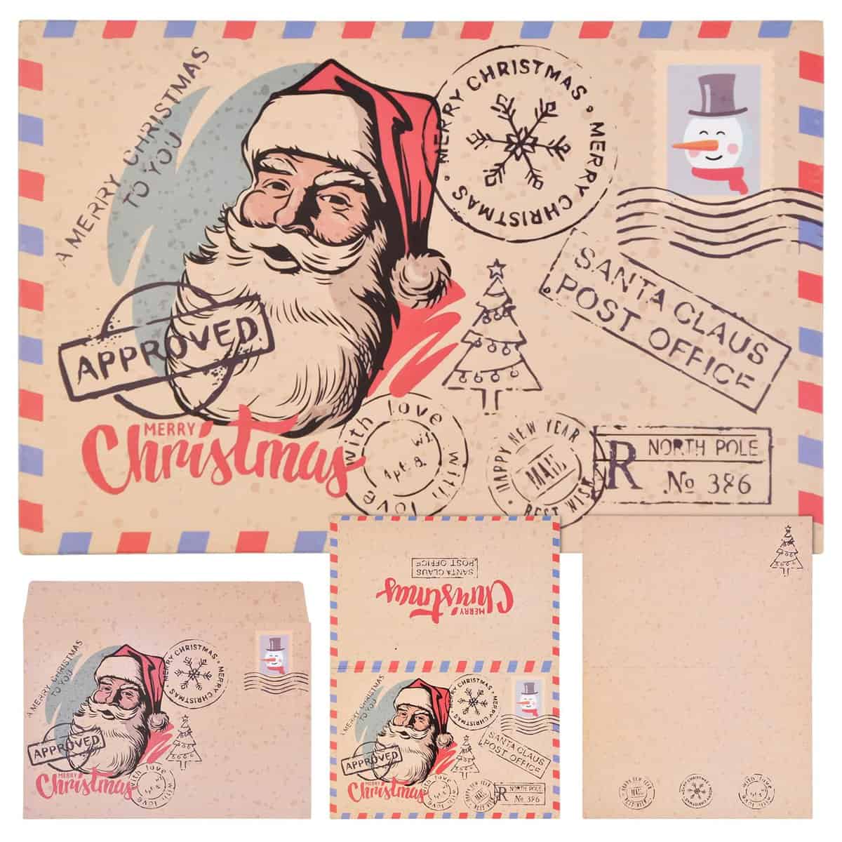 Jinlaili Noël Cartes de Vœux et Enveloppes, 16 Cartes de Noël + 16 Enveloppes Marron en Papier Kraft, Carte de Voeux de Noël vintage Vierges, Carte Cadeau de Noël, Carte Joyeux Noel (15 x 10cm)