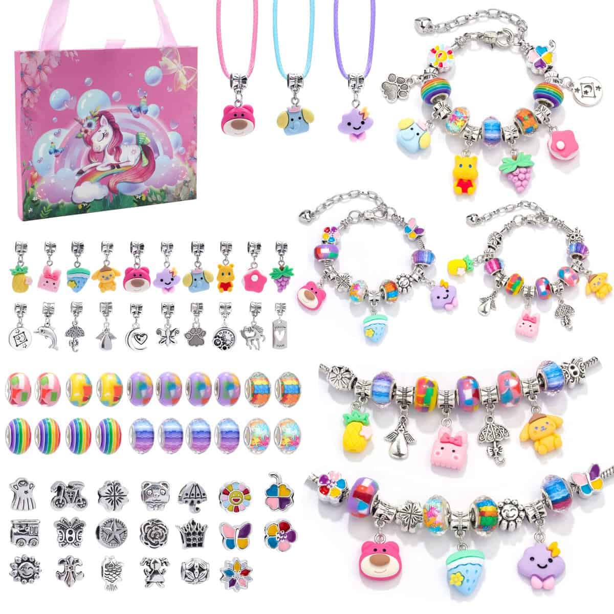 Cadeau Fille 5 6 7 8 9 10 11 12 Ans, Bracelet Fille, Idee Cadeau Ado Fille Kit Créatif Animaux Enfant, Breloques Creation Bijoux, Jouet Fille Enfant 5 6 7 8 9 Ans, Cadeau de Noël, Cadeau Anniversaire