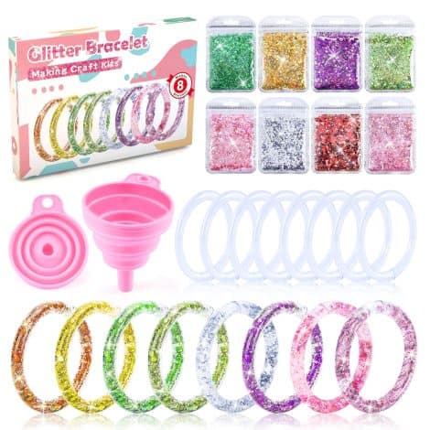 Kits créatifs pour enfants : Fais ton propre bracelet à paillettes avec ce kit de bricolage.