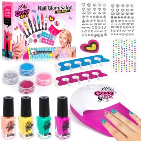 Kit de manucure pour enfants, vernis et autocollants, idéal pour un cadeau d’anniversaire de Noël pour filles de 6 à 12 ans.