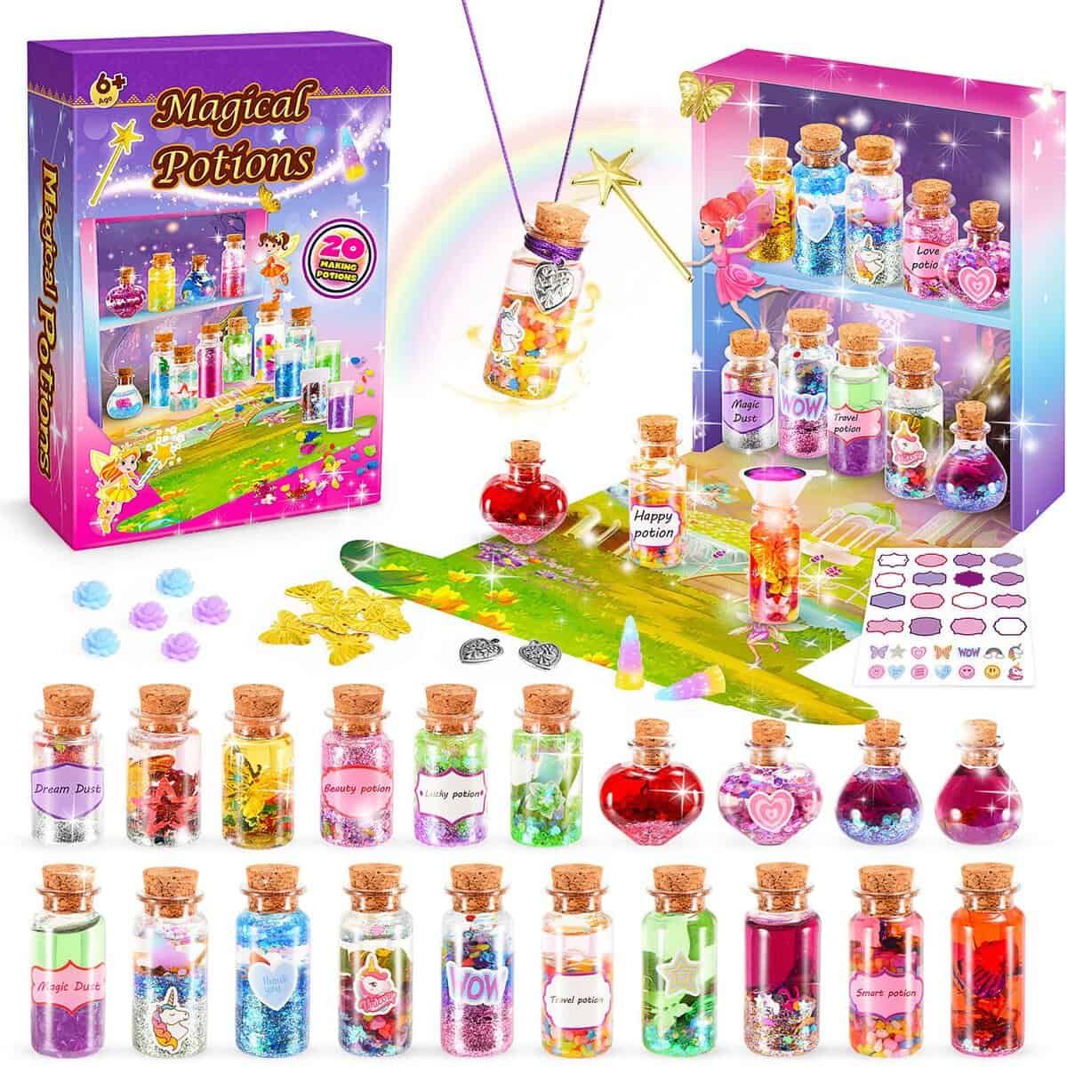 Adeokay Kit de Potion Magique Féerique avec 20 Potions, Cadeaux Créatifs Bricolage pour Filles de 6 à 12 Ans