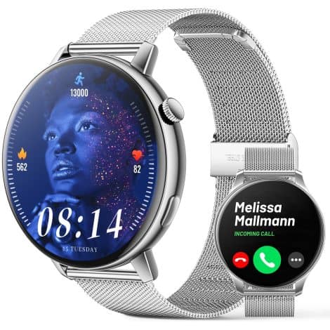 Montre intelligente sport pour femme avec appel Bluetooth, messages, fréquence cardiaque, GPS – Android et iOS.