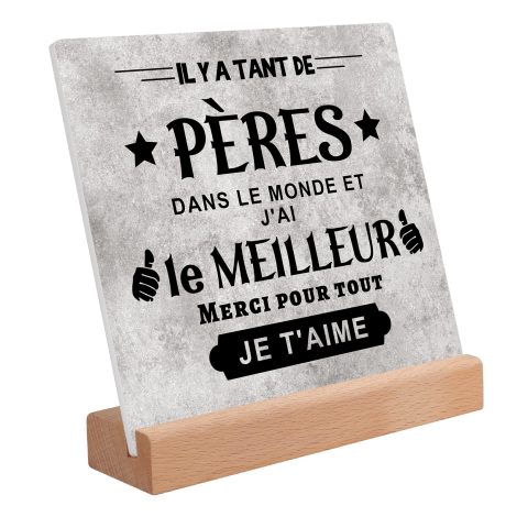 Cadeau pour Papa : Décoration Carrée en Acrylique, Idéal pour la Fête des Pères, Anniversaire ou Noël. Parfait pour Homme.