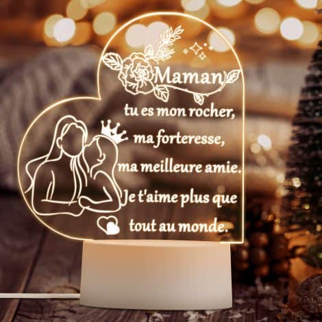 Lampe 3D originale personnalisée pour maman – Cadeau idéal pour la fête des mères, anniversaire et Noël.