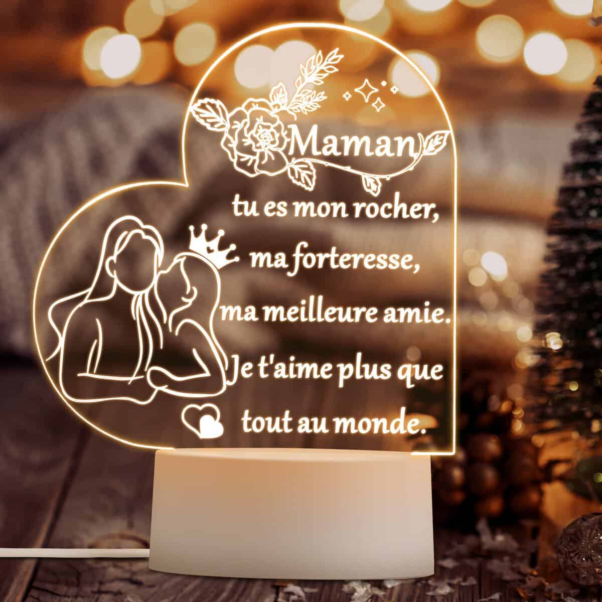 TIDRT Cadeau Maman ，cadeau Fete Des Meres,cadeau Anniversaire Maman- Original 3d Lampe,cadeaux Originaux Maman Noël,veilleuse Personnalisée,cadeau Lampe Pour Maman(cadeau de maman)