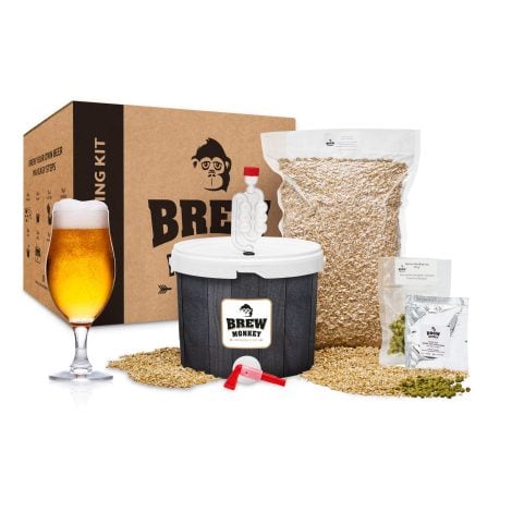 Kit pour fabriquer de la bière blonde Brew Monkey® : 5L, 6,4% d’alcool. Idéal pour un cadeau original de Noël pour homme.