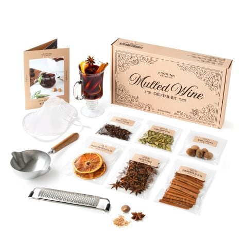 Ensemble cadeau cuisine | 9 pièces pour faire des cocktails de vin chaud | Cadeau vin pour maman, amie, femme (pêche)