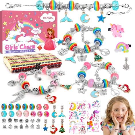 Kit de fabrication de bijoux pour les filles de 5 à 12 ans avec licorne et calendrier de l’avent.