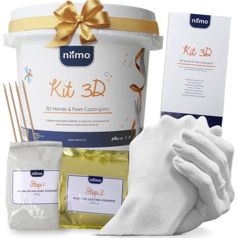 Ensemble pour mouler les mains des couples – Plâtre, alginate et kit de moulage 3D pour cadeau original pour femme.