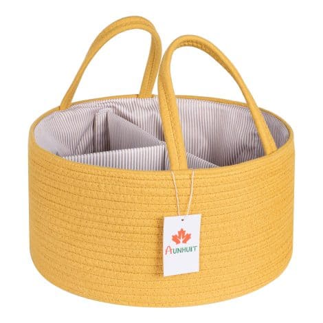 Panier de rangement en corde pour couches bébé, pratique et portable – Jaune.