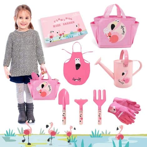 Ensemble de Jardinage pour Enfants Hortem, avec Outils, arrosoir, Gants, Tabliers et Sac de Jardin, Cadeaux pour Tout-Petits.