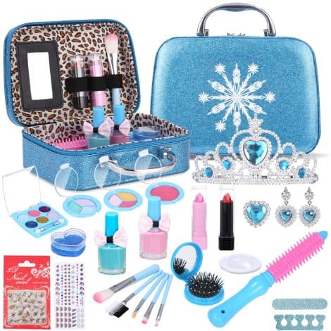 Ensemble de Maquillage pour Enfants Zawaer, 32 Pièces de Maquillage Lavable, Sûr et sans Danger, Idéal pour les Filles de 3 à 7 Ans. Cadeau de Noël et d’Anniversaire pour les Petites Princesse.