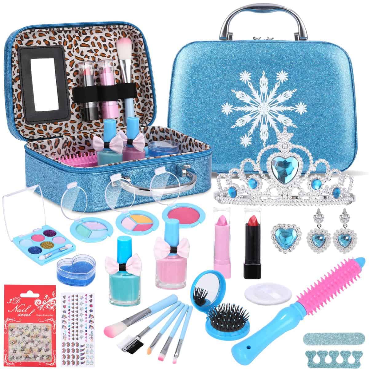 Zawaer Maquillage Enfant Jouet Fille, 32 Pièces Malette Maquillage Lavable Enfant , sûr et Non Toxique, Cadeau de Noël Cadeau d'anniversaire Jouets Filles Princesse Fille 3 4 5 6 7 Ans et Plus