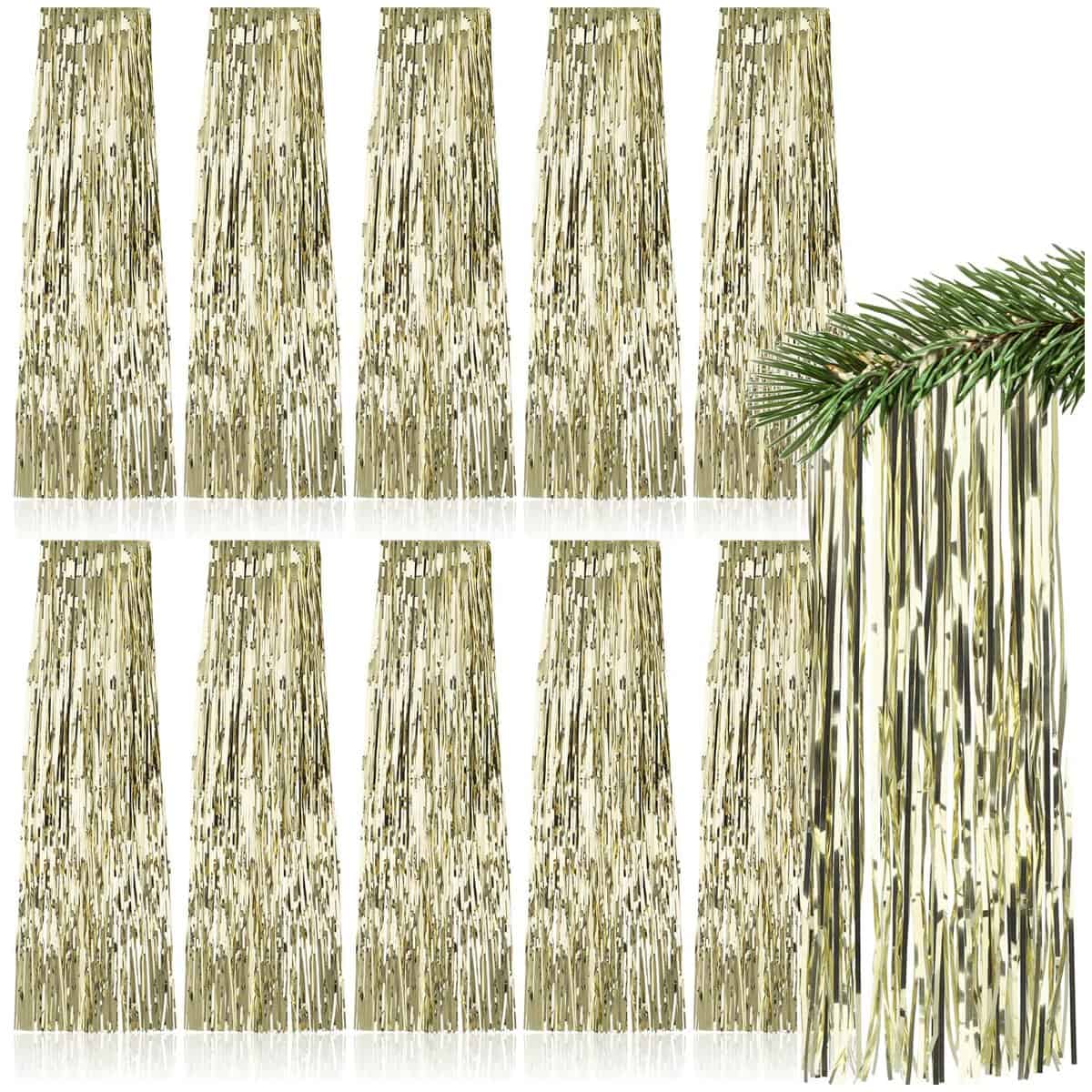 com-four® 10x guirlandes - Guirlande de guirlandes dorées pour Noël - décorations d'arbre de Noël pour Le Sapin de Noël - Rideau de guirlandes avec Fils Lisses (Couleur Or - 10 pièces)